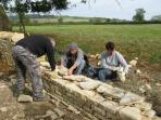 Dry stone walling courses in the Cotswolds