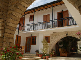 View from outside flat 2, flat 4 is upstairs with balcony flat 1 is downstairs next to, the hallway