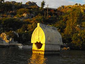 Sunken Lycian sarcophagus near Kale Koy, Kekova Roads, Turkey
