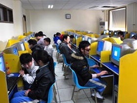 Volunteer with blind children in China