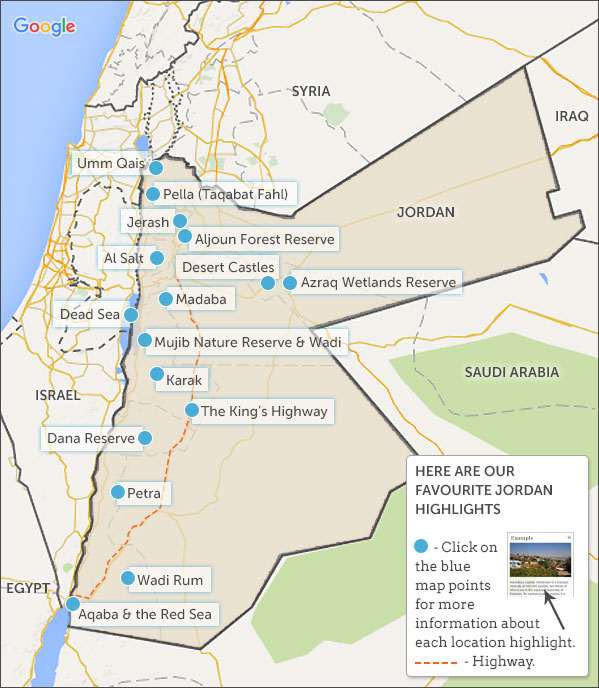 jordan tourist map