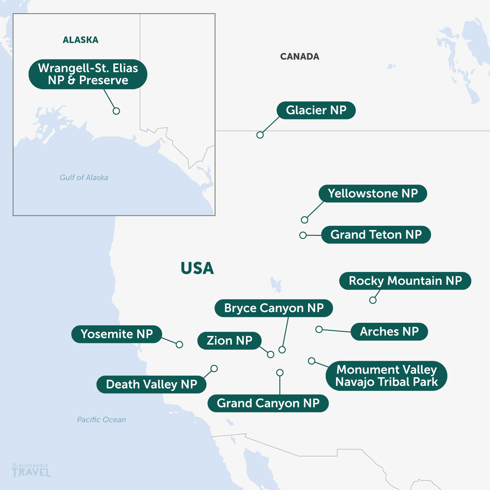 USA National Parks map