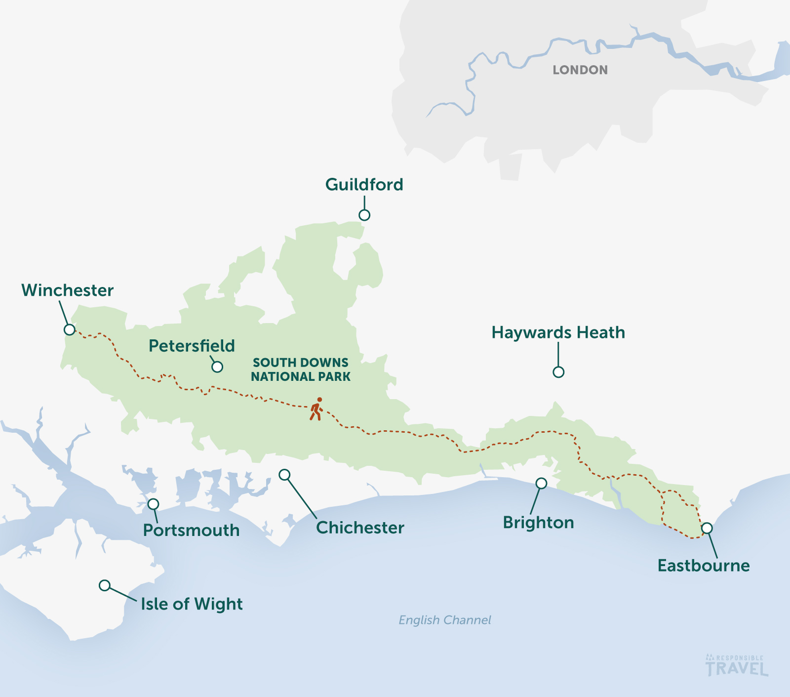 Englands South Downs way walking map