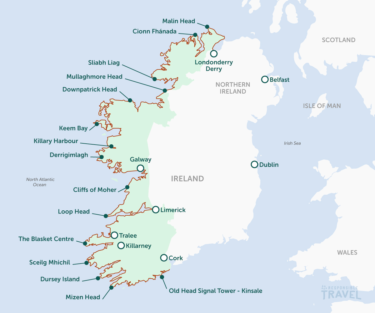 Wild Atlantic Way map, Ireland