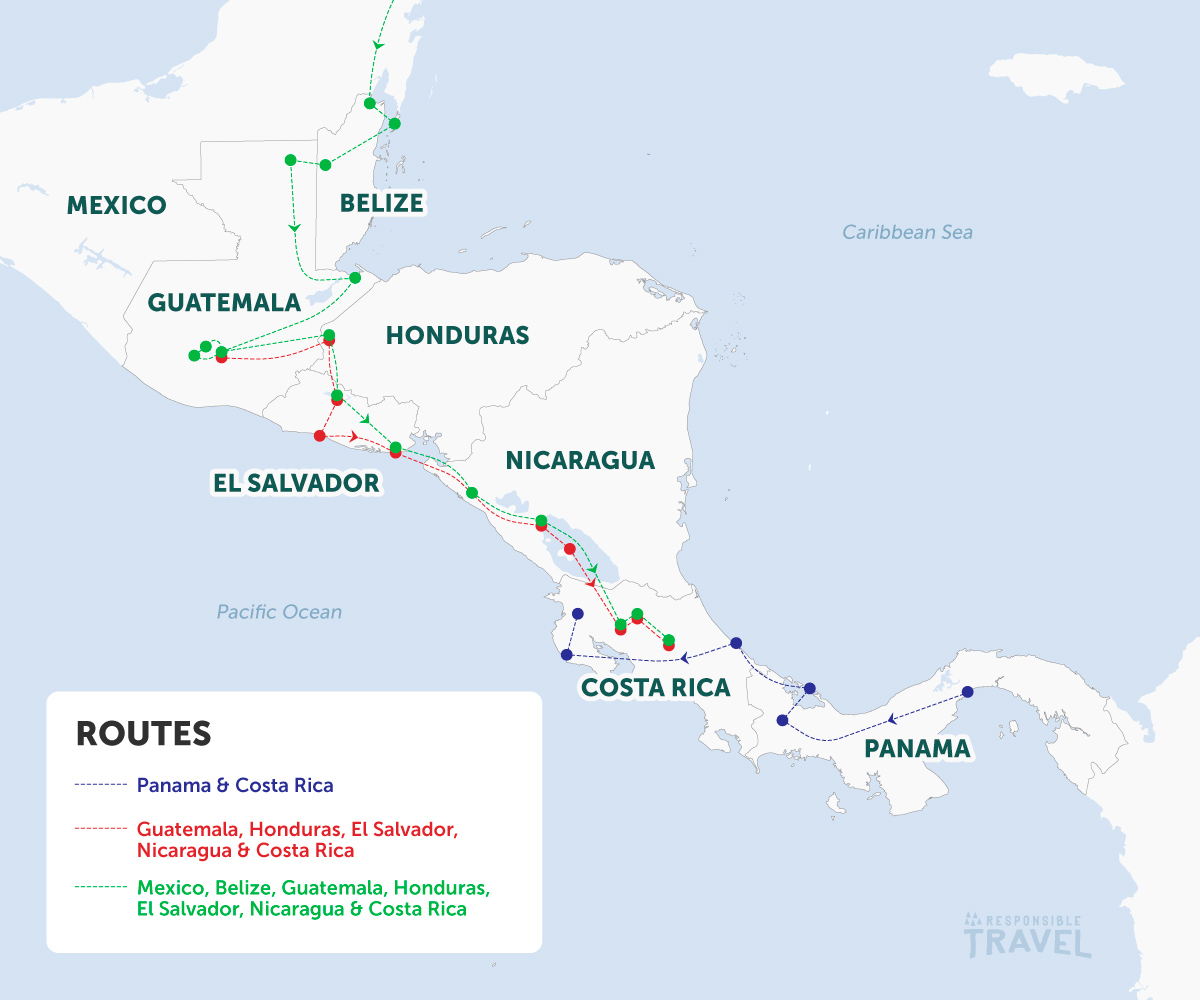 Central America Overland routes map