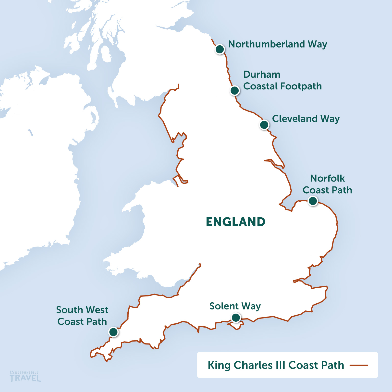 King Charles III Coast Path map, England