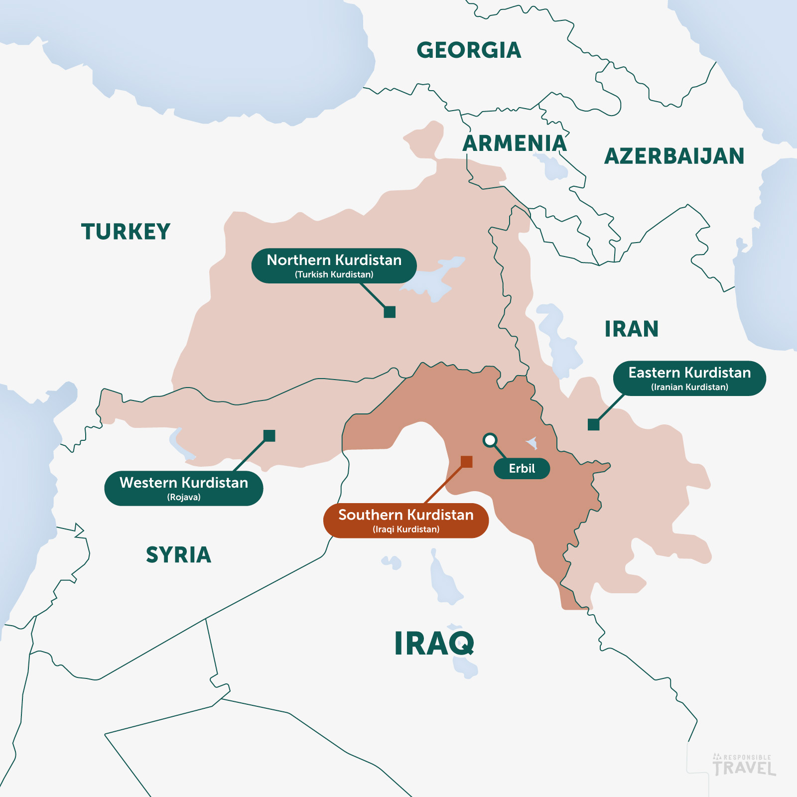 Kurdistan map, Iraq
