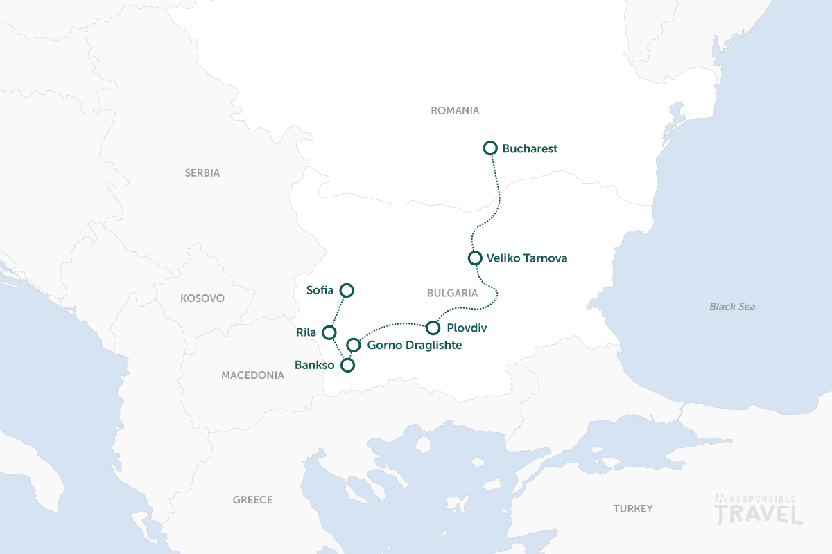 Bucharest (Romania) to Sofia (Bulgaria) route map