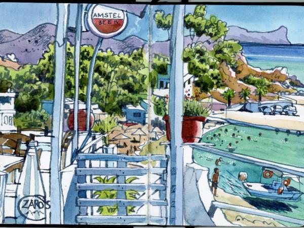 Sketchbook painting holiday in Greece