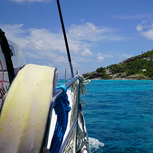 Small ship cruising in the Seychelles