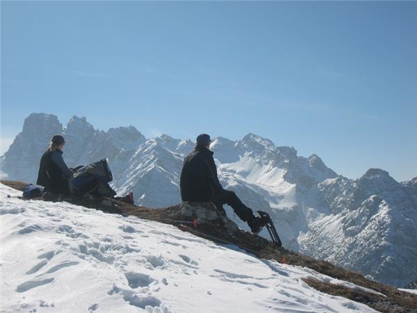 Snowshoeing vaction in the Dolomites