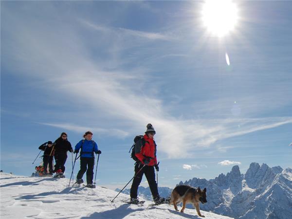 Snowshoeing vaction in the Dolomites