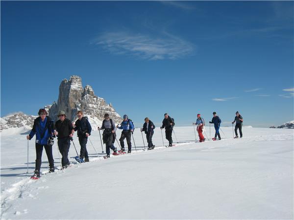 Snowshoeing vaction in the Dolomites
