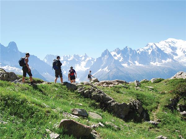 Alpine walking in Mont Blanc