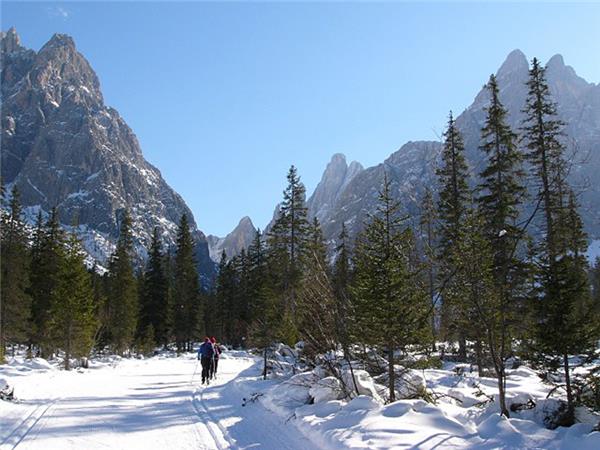 Cross country skiing vacation in the Dolomites, Italy