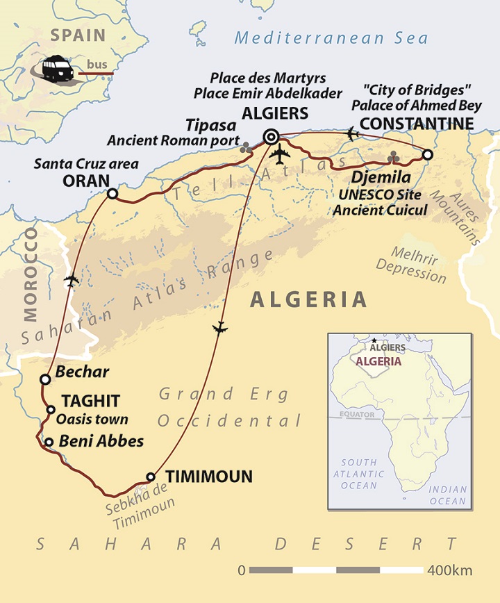 algeria tourist map