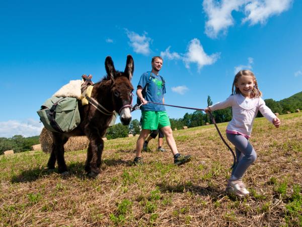 Family walking vacations with a donkey, France