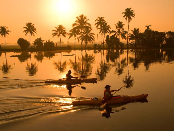 Kayaking in the Keralan Backwaters