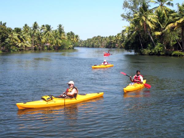Kayaking in the Keralan Backwaters
