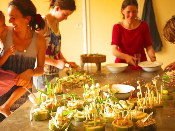 Family volunteering with elephants in Laos