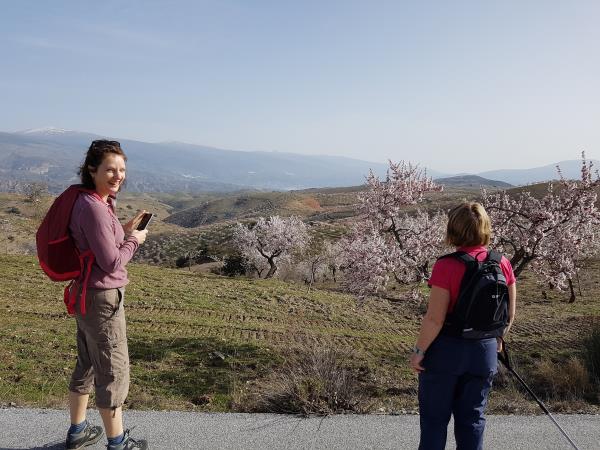Spain hiking vacation, Walking in blossom