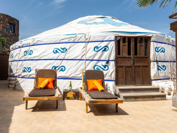 Luxury yurt pod accommodation in Lanzarote, with eco car