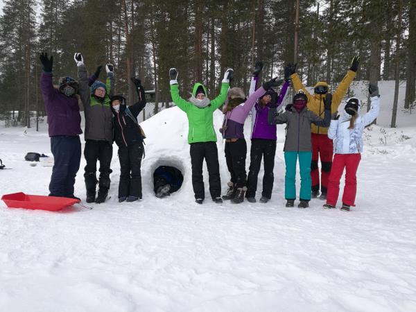 Family winter activity vacation, Finland