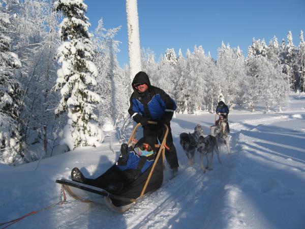 Family winter activity vacation, Finland