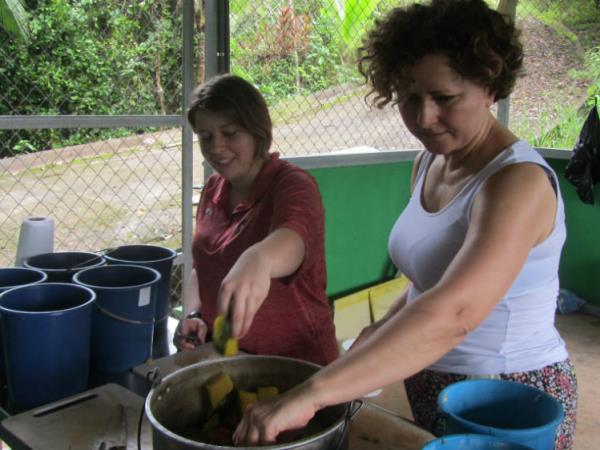 Family volunteering at wildlife rescue centre, Costa Rica