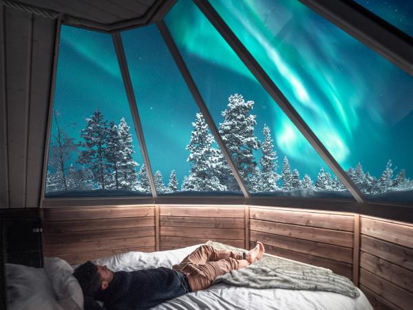 Northern Lights with snow hotel vacation