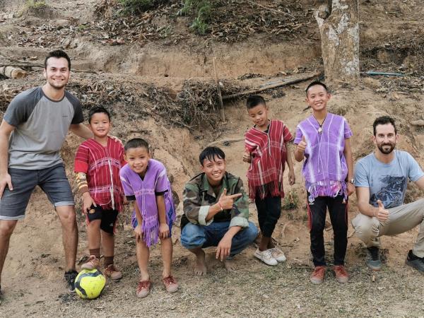 Thailand family volunteering with elephants