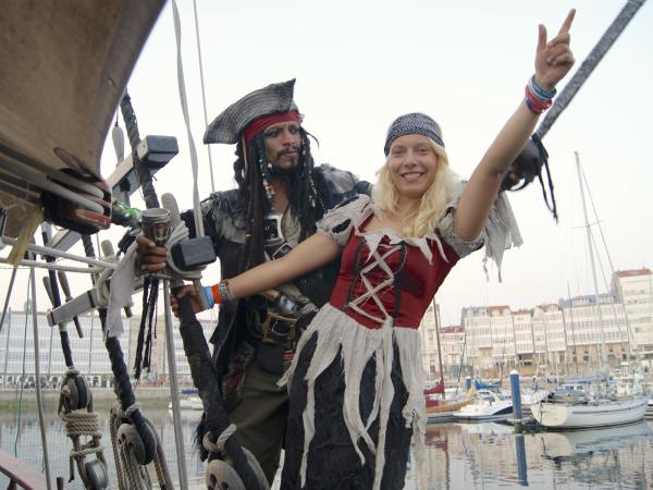Tall ship sailing pirate festivals in English Channel