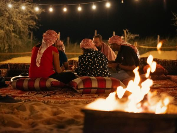 Dubai Bedouin camp in desert oasis