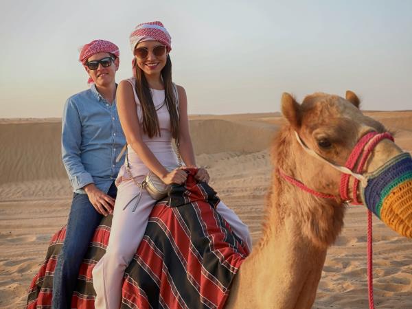 Dubai Bedouin camp in desert oasis