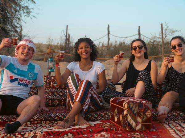 Dubai Bedouin camp in desert oasis