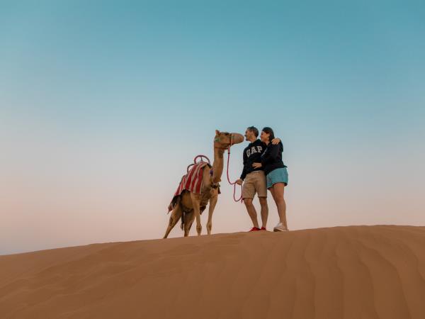 Dubai Bedouin camp in desert oasis