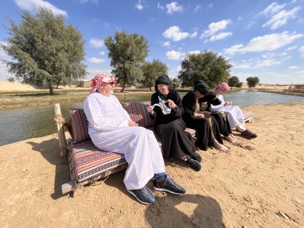 Dubai Bedouin camp in desert oasis