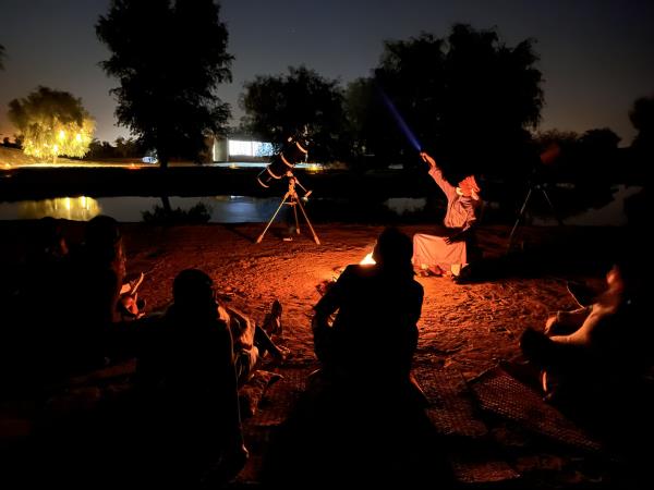 Dubai Bedouin camp in desert oasis