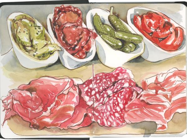 Sketchbook painting holiday in Greece