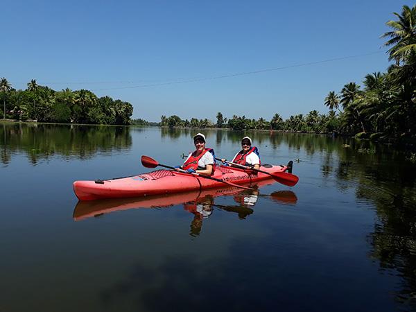 Kayaking in the Keralan Backwaters