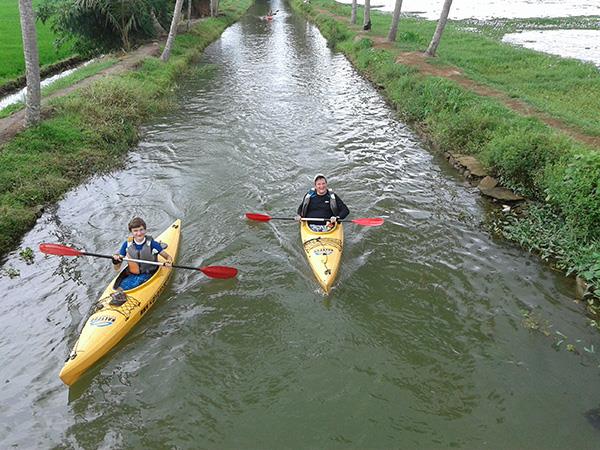 Kayaking in the Keralan Backwaters