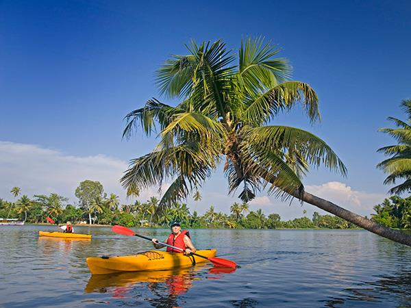 Kayaking in the Keralan Backwaters