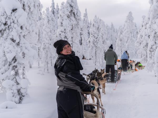 Family winter activity vacation, Finland