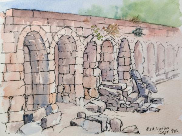 Greek Island watercolour painting vacation