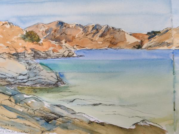 Greek Island watercolour painting vacation