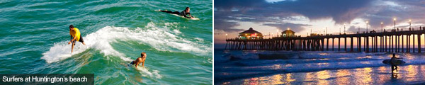 Surfers at Huntington's beach