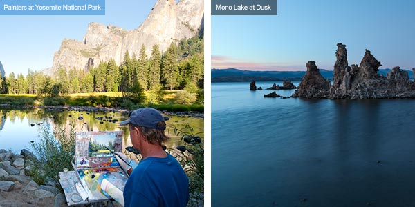 Painting at Yosemite and dusk at Mono Lake