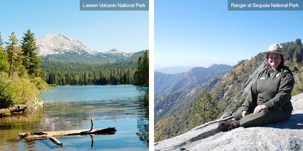 Lassen Volcanic National Park and Ranger at Sequoia National Park