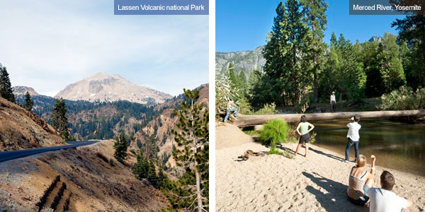 Lassen Volcanic National Park and Merced River in Yosemite National Park