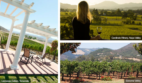 Temecula Valley, Napa Valley and Sonoma Valley